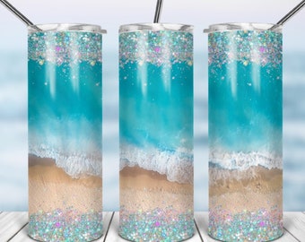 Glitter Beach Wrap, Sublimation, Ready To Press, Print Out Transfer, 20 oz, Skinny Tumbler Transfer, NOT A DIGITAL