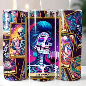 Cartas del Tarot, Divertidas, Esqueleto, Celestial, Sublimación, Listas para imprimir, Transferencia impresa, 20 oz, Transferencia de vaso delgado, NO DIGITAL