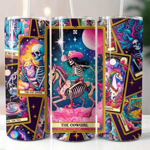 Cartas del Tarot, Divertidas, Esqueleto, Celestial, Sublimación, Listas para imprimir, Transferencia impresa, 20 oz, Transferencia de vaso delgado, NO DIGITAL