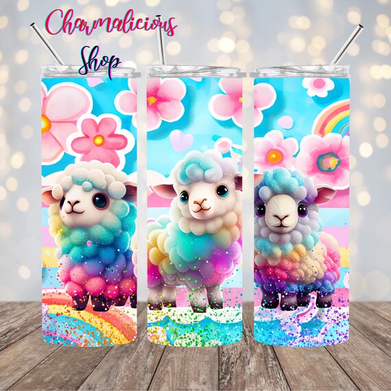 Rainbow Lamb, Sublimation, Ready to Print, Ready To Press, Print Out Transfer, 20 oz, Skinny Tumbler Transfer, NOT A DIGITAL