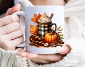 Pumpkin Spice, Mug Design Sublimation, Ready To Press, Print Out Transfer, 11 oz. 15 oz., NOT A DIGITAL Cost 3.25 for 4 designs on one sheet