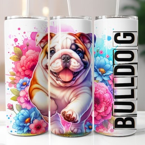 Bulldog, Dog Tumbler, Sublimation, Ready To Press, Print Out Transfer, 20 oz, Skinny Tumbler Transfer, NOT A DIGITAL