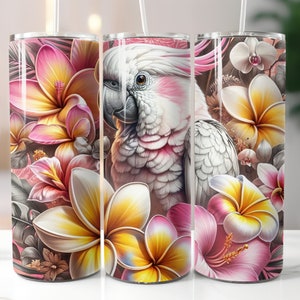 Weißer Kakadu, tropisch, Sublimation, fertig zum Pressen, Print Out Transfer, 20 oz, Skinny Tumbler Transfer, KEIN DIGITALES Produkt
