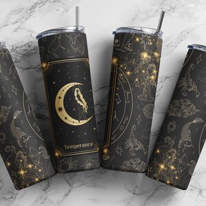 Cartas del Tarot de Templanza, Astrología, Celestial, Sublimación, Listo para imprimir, Transferencia impresa, 20 oz, Transferencia de vaso delgado, NO DIGITAL
