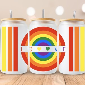 LGBTQ, Love, Rainbow, Sublimation, fertig zum Pressen, Print Out Transfer, 16 oz. Libbey, KEIN DIGITAL