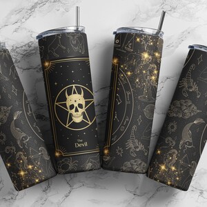 Cartas del Tarot del Diablo, Astrología, Celestial, Sublimación, Listo para imprimir, Transferencia impresa, 20 oz, Transferencia de vaso delgado, NO DIGITAL