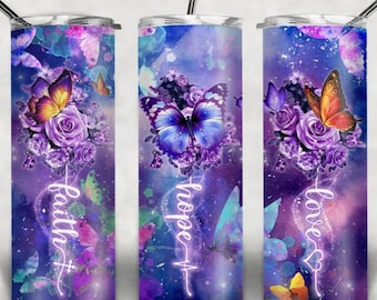 Fe, Amor, Esperanza, Sublimación de envoltura, Sublimación, Listo para imprimir, Transferencia de impresión, 20 oz, Transferencia de vaso delgado, NO DIGITAL