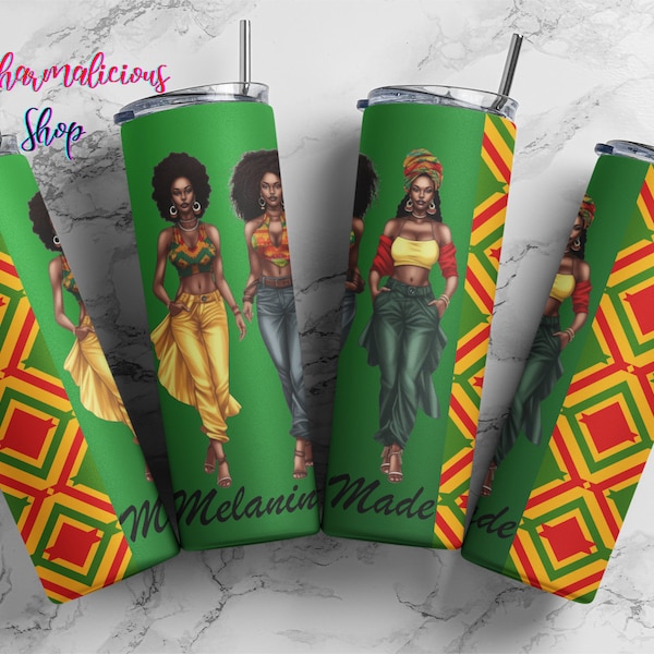 Melanin Made, Black Woman, Sublimation, Sublimation, Ready To Press, Print Out Transfer, 20 oz, Skinny Tumbler Transfer, NOT A DIGITAL