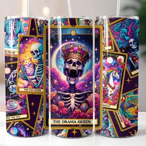 Cartas del tarot, Divertido, Esqueleto, Celestial, Sublimación, Listo para imprimir, Transferencia para impresión, 20 oz, Transferencia para vaso delgado, NO DIGITAL