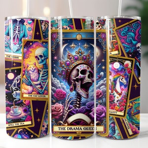 Cartas del tarot, Divertido, Esqueleto, Celestial, Sublimación, Listo para imprimir, Transferencia para impresión, 20 oz, Transferencia para vaso delgado, NO DIGITAL