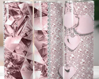 Pink Bling Glam, Glitter Drip, Sublimation, Ready To Press, Print Out Transfer, 20 oz, Skinny Tumbler Transfer, NOT A DIGITAL