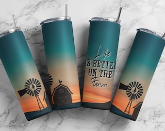 Life is Better on A Farm, Sublimation, Ready To Press, Print Out Transfer, 20 oz, Skinny Tumbler Transfer, NOT A DIGITAL