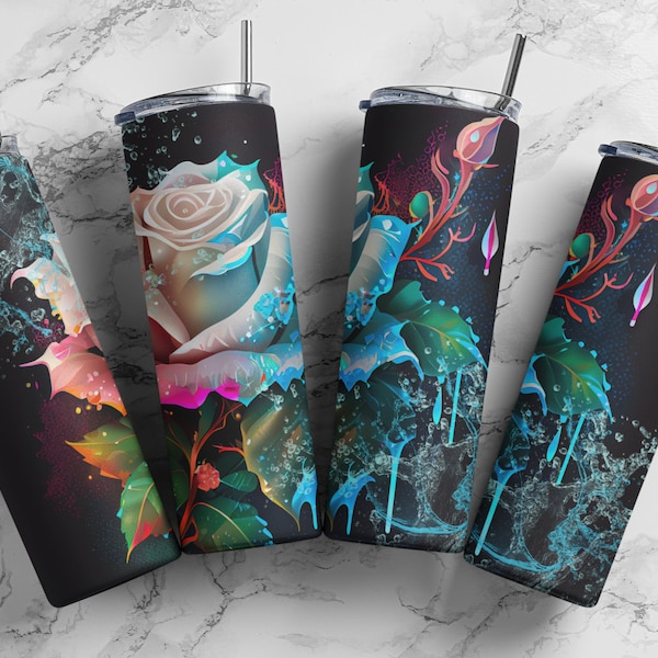 Rose Flower Abstract Tumbler, Sublimation, Ready To Press, Print Out Transfer, 20 oz Skinny, 12 oz. Skinny Tumbler Transfer, NOT A DIGITAL