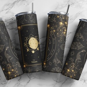 Cartas del Tarot Lunar, Astrología, Celestial, Sublimación, Listo para imprimir, Transferencia impresa, 20 oz, Transferencia de vaso delgado, NO DIGITAL