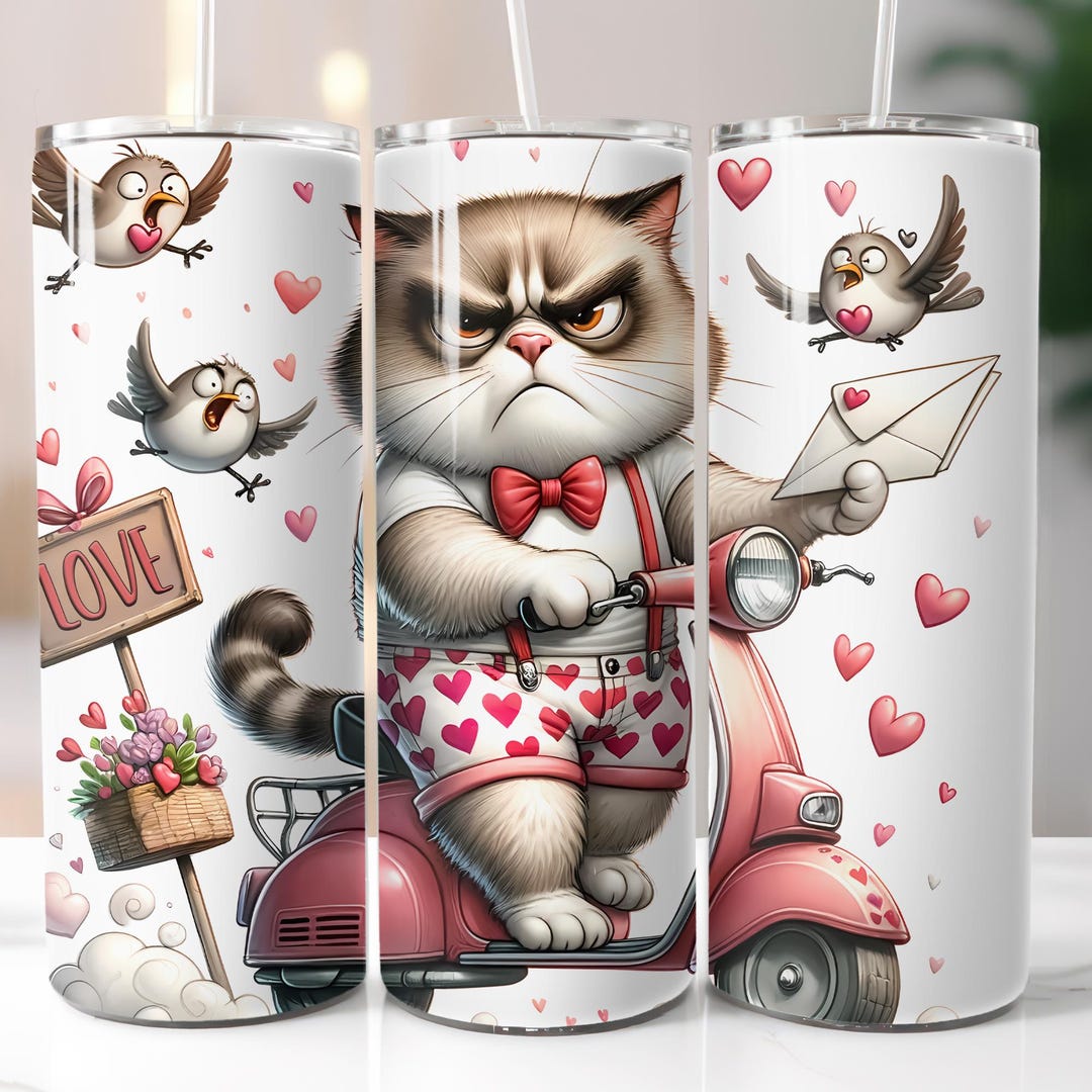 Grumpy Cat, Valentine's Day, Funny, Sublimation Wrap, Ready to Press ...
