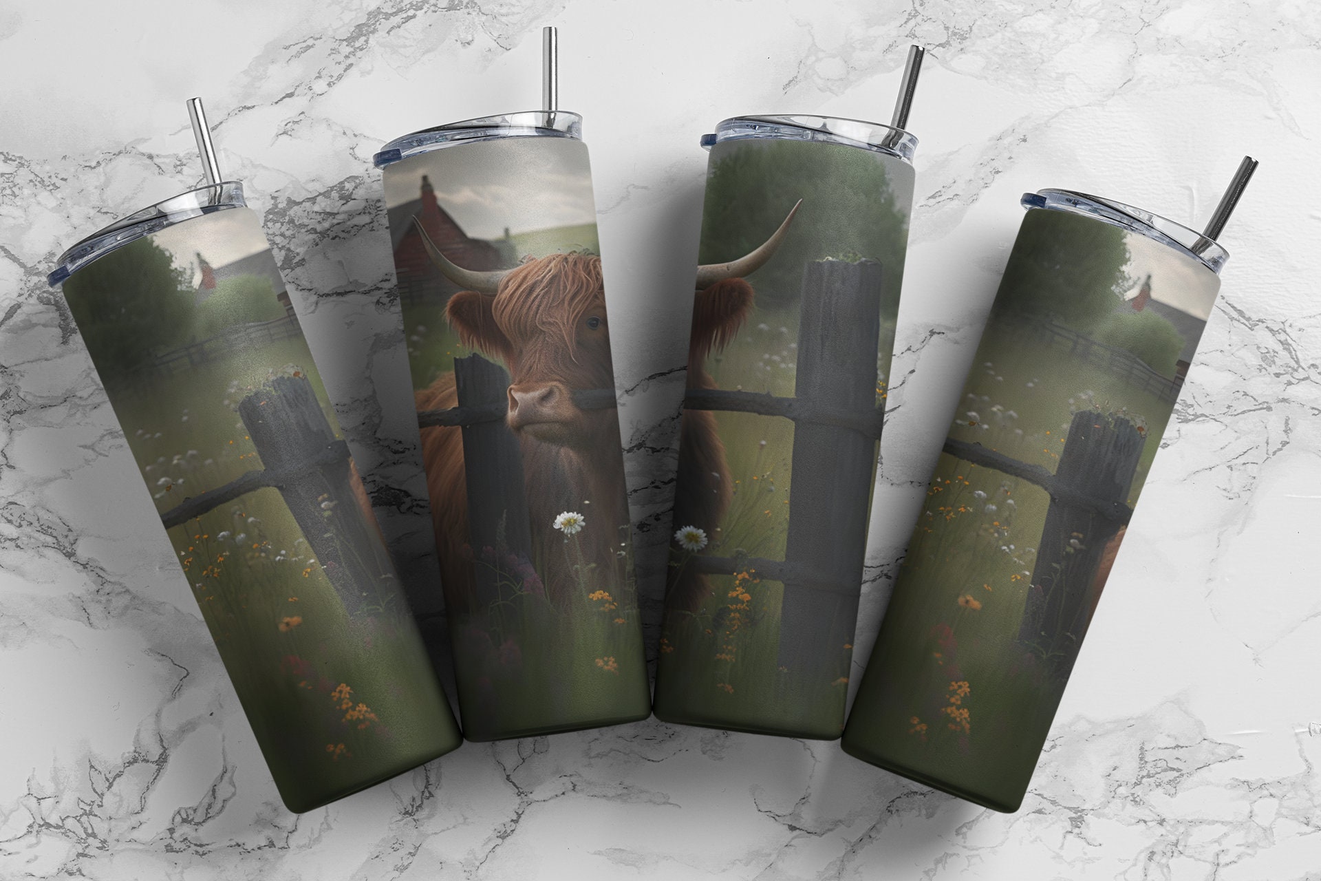 Highland Cow, Sublimation, Ready to Print, Ready To Press, Print Out Transfer, 20 oz, Skinny Tumbler Transfer, NOT A DIGITAL