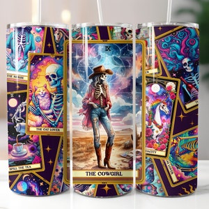 Cartas del tarot, Divertido, Esqueleto, Celestial, Sublimación, Listo para imprimir, Transferencia para impresión, 20 oz, Transferencia para vaso delgado, NO DIGITAL