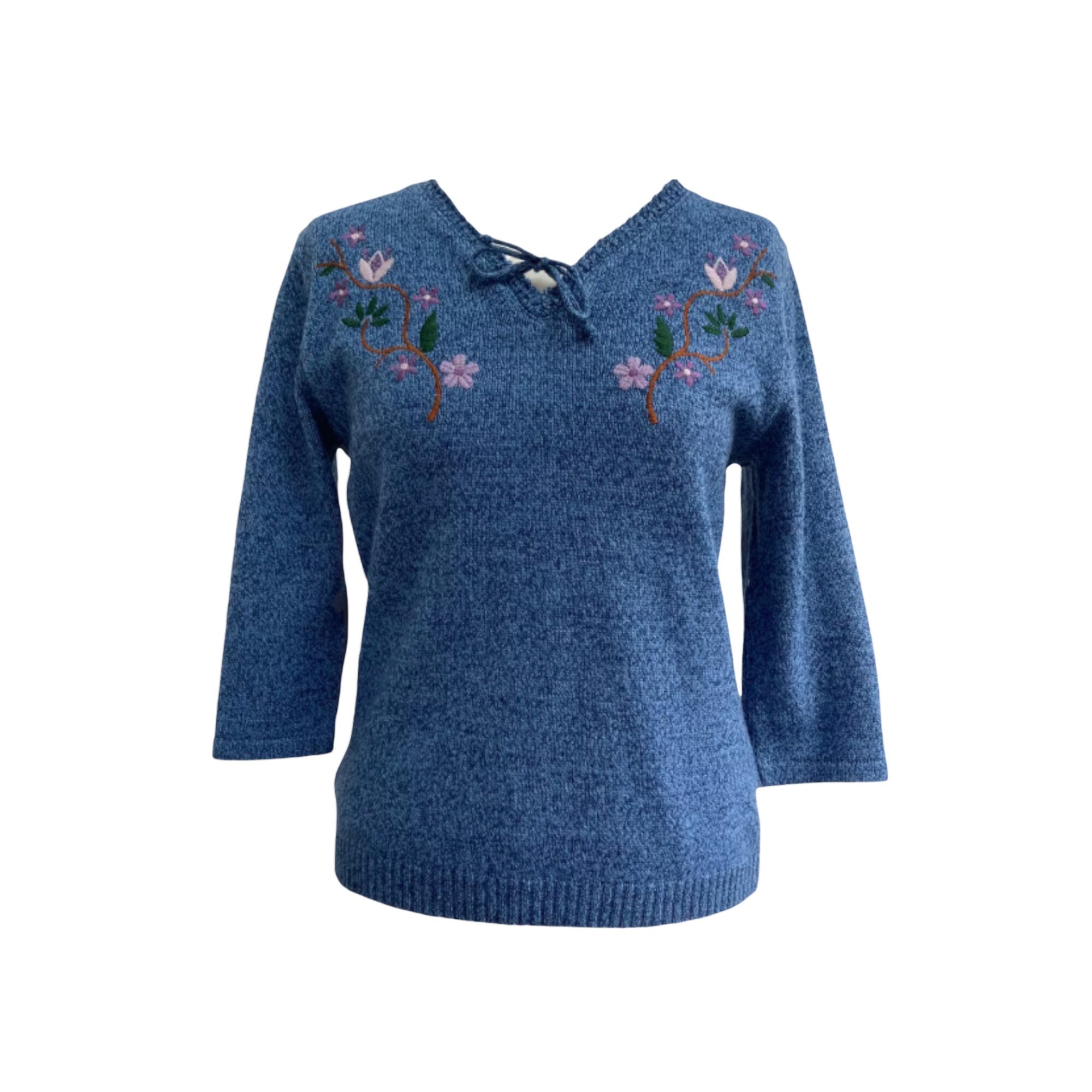 Vintage Jumper Size 8 10UK Blue 1980s 