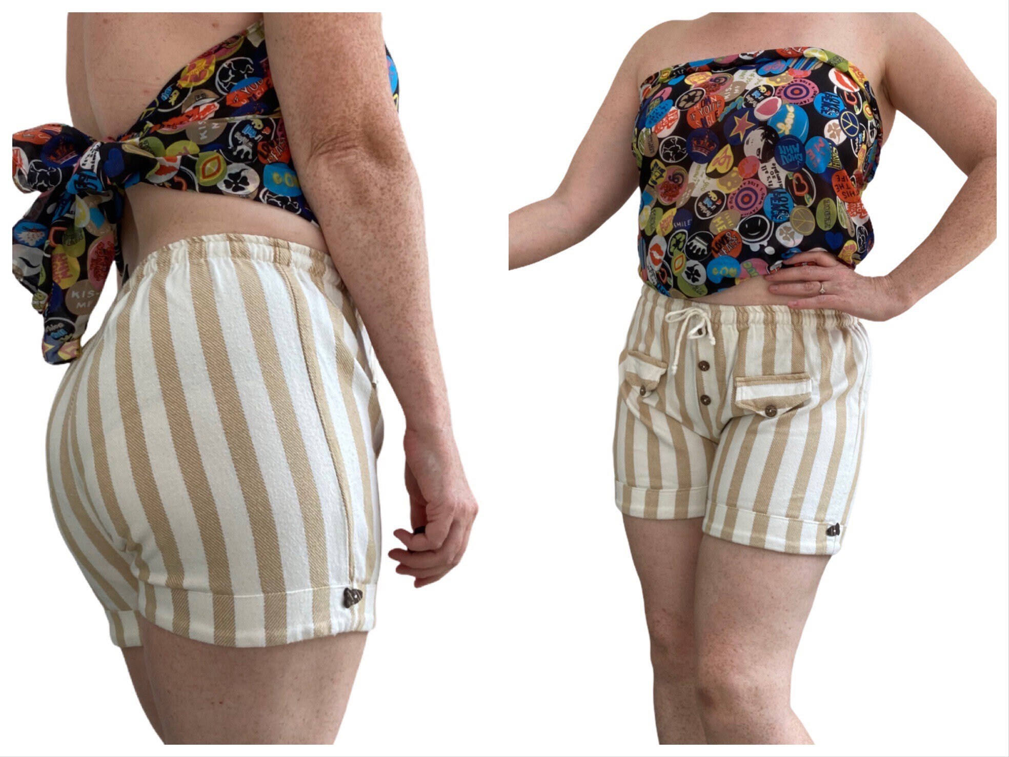 Vintage Cotton Shorts UK 8 12 Stretchy Waist Candy Stripe Etsy Singapore