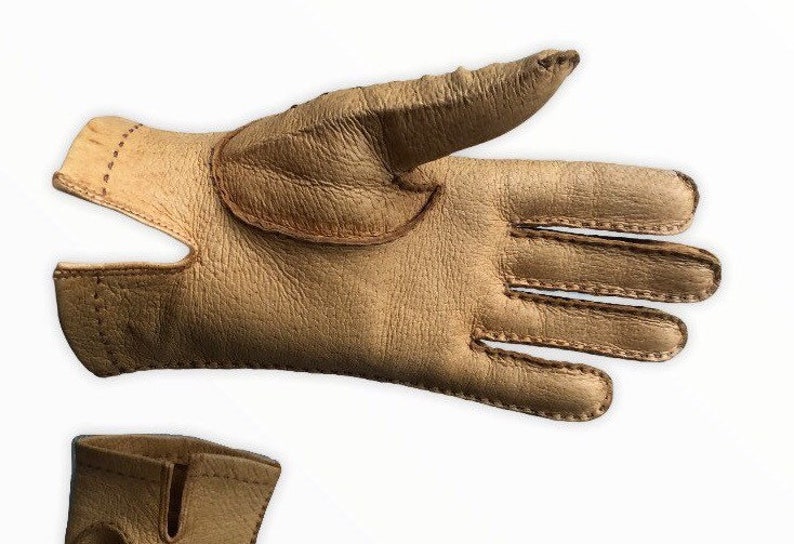 Tan Leather Driving Gloves Size 7 Ladies Medium Light 35g Vintage Gloves Tooled Design Classic Smart Daytime Glove Concertina Finger