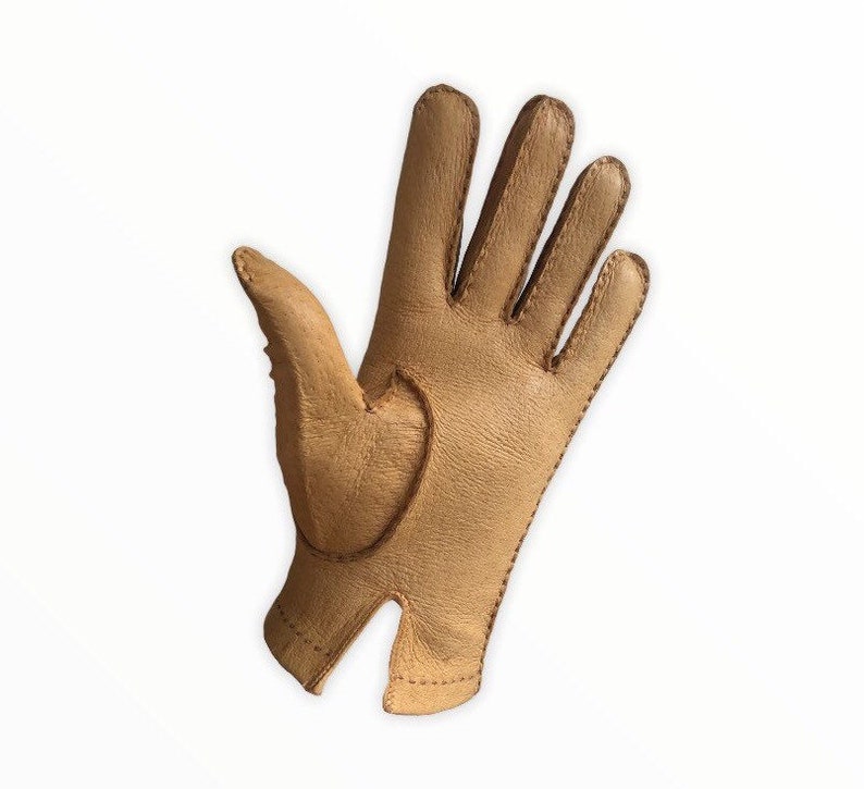 Tan Leather Driving Gloves Size 7 Ladies Medium Light 35g Vintage Gloves Tooled Design Classic Smart Daytime Glove Concertina Finger