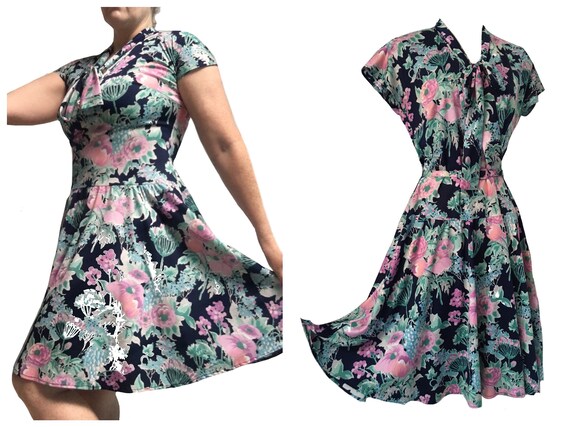 Ladies Vintage Tea Dress Size 12 UK Sid Greene 195
