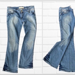 Women's Bootcut Jeans low waist denim Pants stretch light Blue