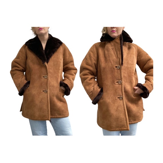 Vintage Sheepskin Coat Ladies 14 16UK 