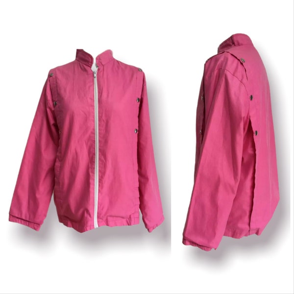 Vintage 80s Jacket / Bright Pink Blouson / Size 12 14