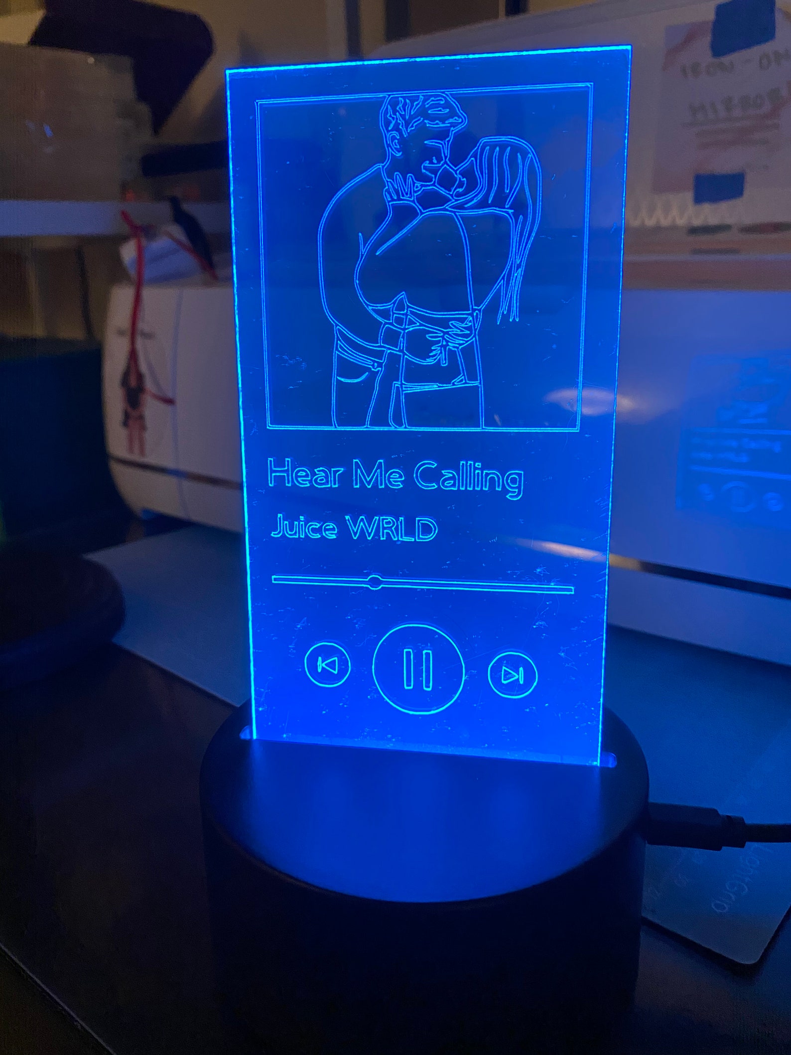 Spotify Acrylic LED Lamp/ Spotify Engraving/ Custom LED Lamp/ Etsy