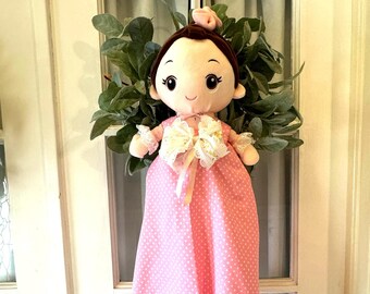 Pink Doll Plastic Bag Holder