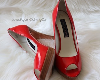 Steve Madden red open toe heels size 7.5