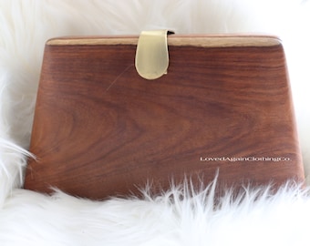 Vintage wooden clutch by French connection 1972