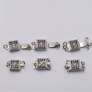 Platinum Plated 1, 2, and 3 Row Multi Strands Clasp for Pearl Necklace,1 Piece 8.5*3mm Square Flower  Clasp for Bracelet, jewellery marking
