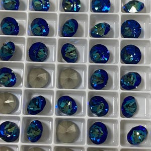 Swarovski Austria Made Loose Crystal Stone 1088 Xirius Chaton Bermuda Blue Foiled SS39-8.25mm Jewellery Making, Embroidery, Sewing