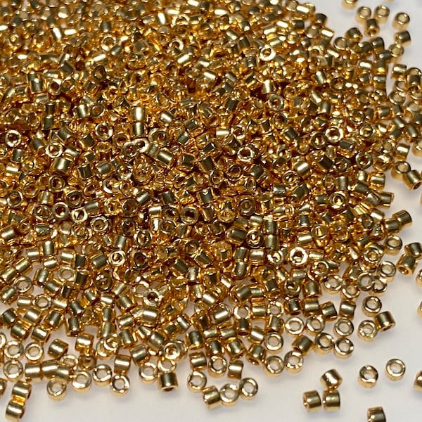 MIYUKI 11/0 Delica Bead DB 1832 Duracoat Galvanised Gold, Japanese Cylinder Shaped Beads, Jewellery Making, Embroidery,Sewing,Craft Supply