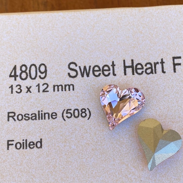 Swarovski Austria Made 4809 Sweet Heart 13*12mm Crystal Rosaline 508 Foiled  for Jewellery Making, Embroidery,Sewing,Nail Rhinestones