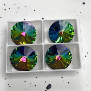 Swarovski Austria Made Round Stone 1122 14mm Rivoli Crystal Vitrail Medium Foiled 001VMF Sold in 1pcs or 4pcs