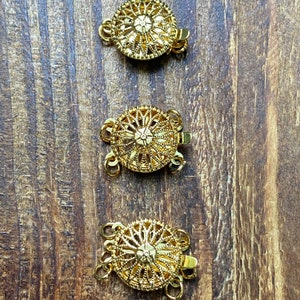 Gold Plated 1, 2, and 3 Row Multi Strands Clasp for Pearl Necklace,1 Piece 12mm Sunflower Round Clasp for Bracelet, for jewellery marking