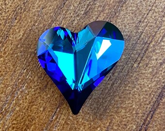 Swarovski Austria Made 4809 Sweet Heart 17x15.5mm Crystal Bermuda Blue Foiled for Jewellery Making, Embroidery,Sewing,Nail Rhinestones