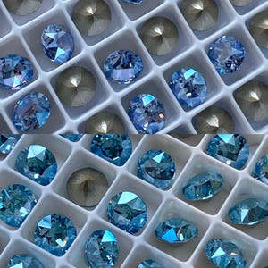 Swarovski Austria Made Loose Crystal Stone 1088 Xirius Chaton Light Sapphire, Aquamarine Moonlight SS29 6mm Jewellery Making, Embroidery