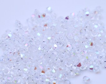 Preciosa 451 69 302 Rondelle Bicone Bead 3mm Crystal Glitter 20 piezas 50 piezas, 100 piezas Fabricación de joyas, bordado, costura, bisutería, disfraces