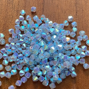 Preciosa 451 69 302 Rondelle Bicone Bead 4mm Blue Opal ABx2 20pcs, 50pcs, 100pcs Jewellery Making, Embroidery, Sewing, jewellery clothing