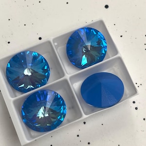 Swarovski Austria Made Runder Stein 1122 14 mm Rivoli L143D Crystal Ocean DeLite Unfolierte Schmuckherstellung, Stickerei, Bastelbedarf