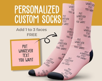 Add Custom Text - Custom Socks, Personalized Socks, Custom Face Socks, Face Socks, Custom Pet Socks, Personalized Gifts, Funny Socks