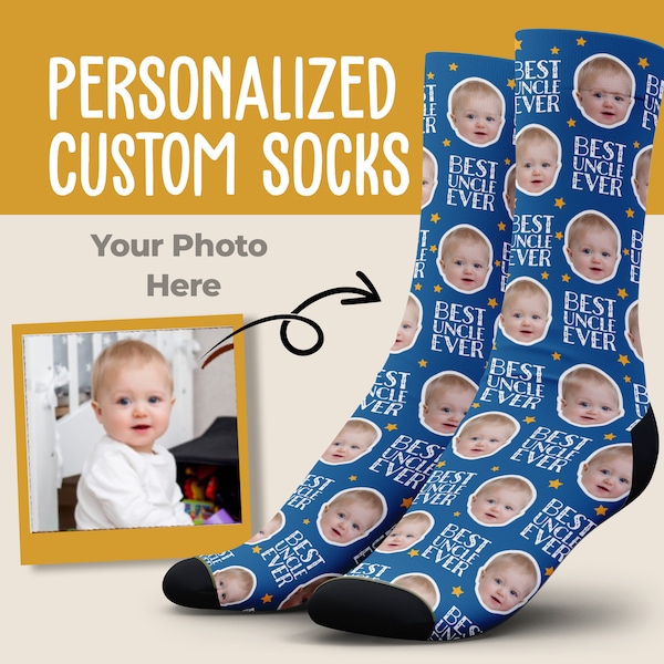 Best Uncle Ever, Personalize Socks, Uncle Gifts, Uncle Socks, Funny Socks, Cool Socks, Personalized Gifts, Custom Socks, Socks With Pictures