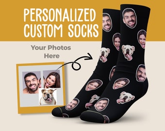 Custom Put 3 Faces on Plain Socks, Custom Face Socks, Personalized Socks, Groomsman Socks, Custom Socks With Pictures, Personalized Gifts