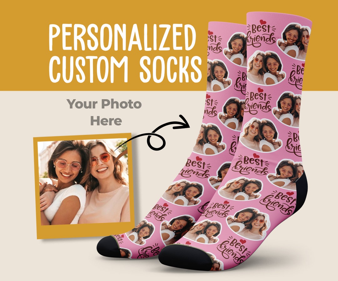 Custom Best Friend Socks, BFF Photo Socks, Gift for BFF, Personalized Sock, Best Gift for Friend