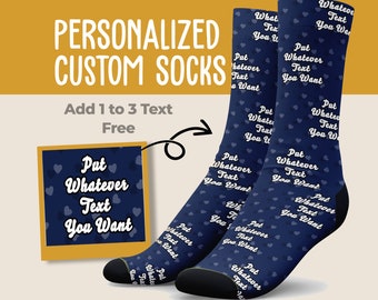 Put Custom Text On Plain Socks - Whatever Text You Want, Custom Socks, Face Socks, Personalized Gifts, Personalized Socks, Add Custom Text