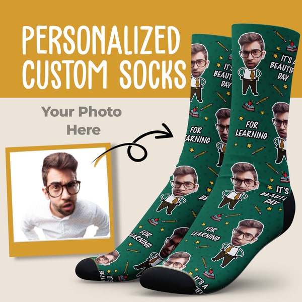 Personalized Teacher Socks, Custom Face Socks, Teacher Appreciation, Gift For Teacher, Gift For Teacher, Teacher Gifts, Funny Socks